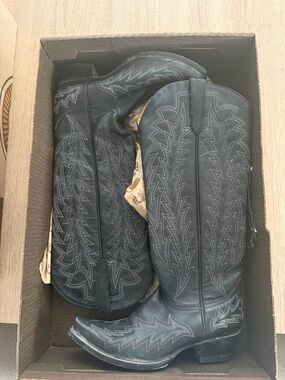 Classic Black Western Heeled Boots - Women's